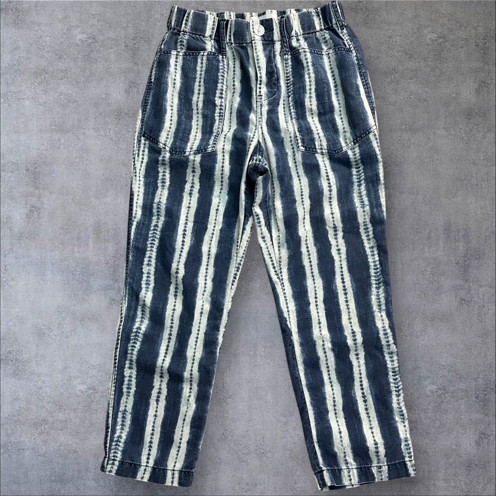 Anthropologie Victoire Blue White Tie Dye Stripe Cargo Pants XXS Petite